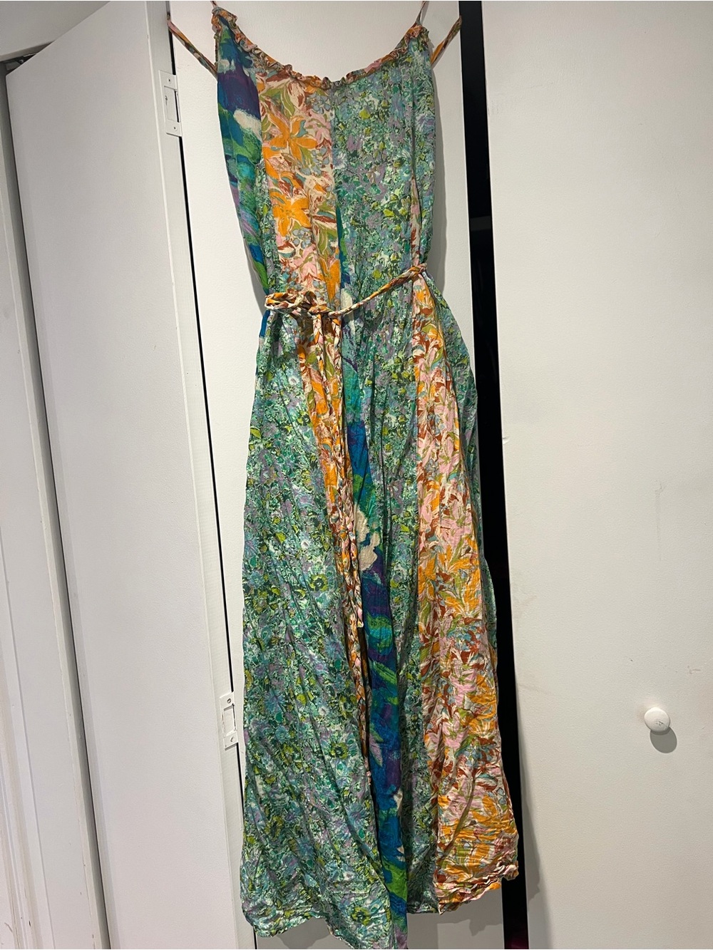 Free People Green and Yellow Floral Patchwork Maxi Dress